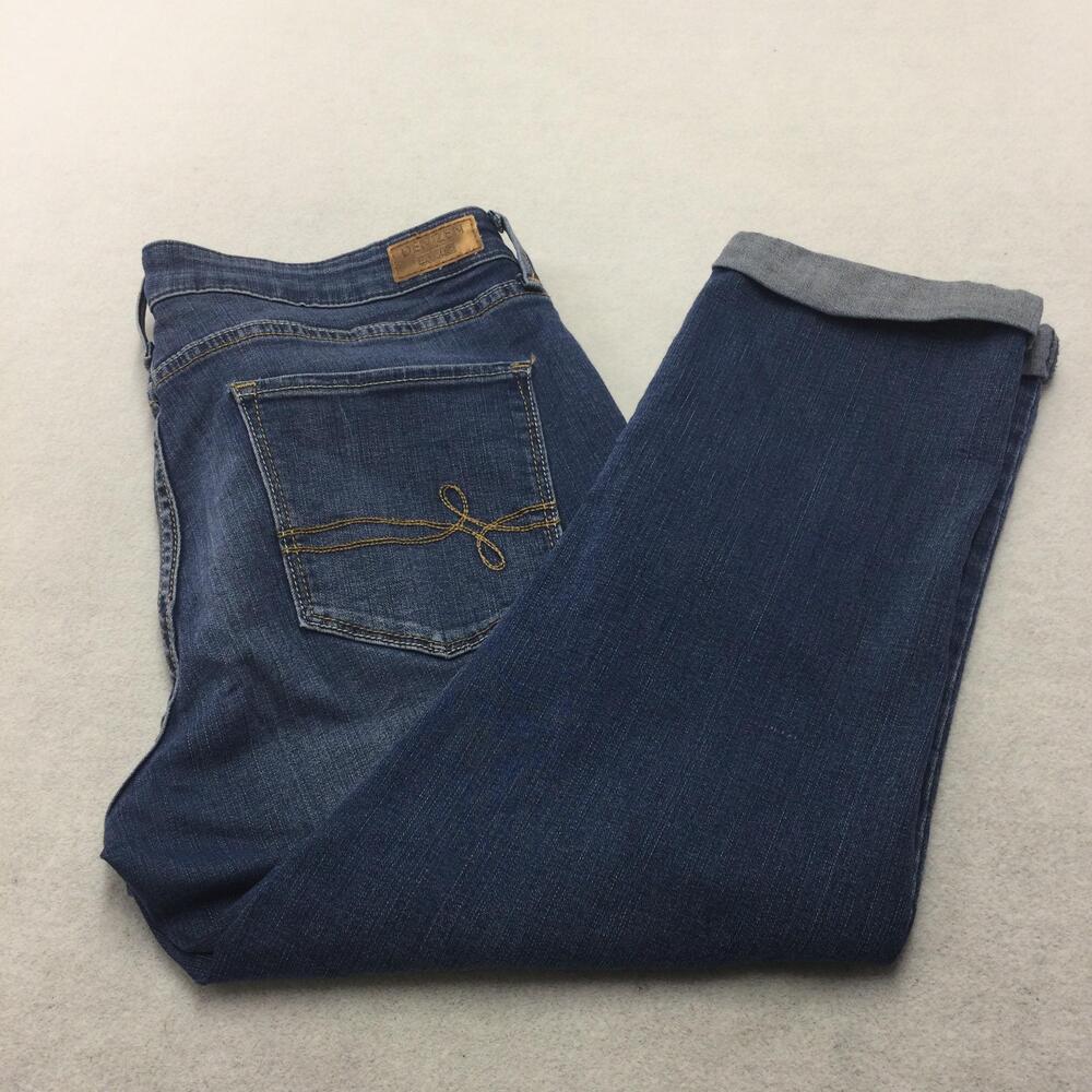 Denizen From Levi's Modern Crop Jeans Womens 18 Blue Med Wash Mid Rise 36x21.5